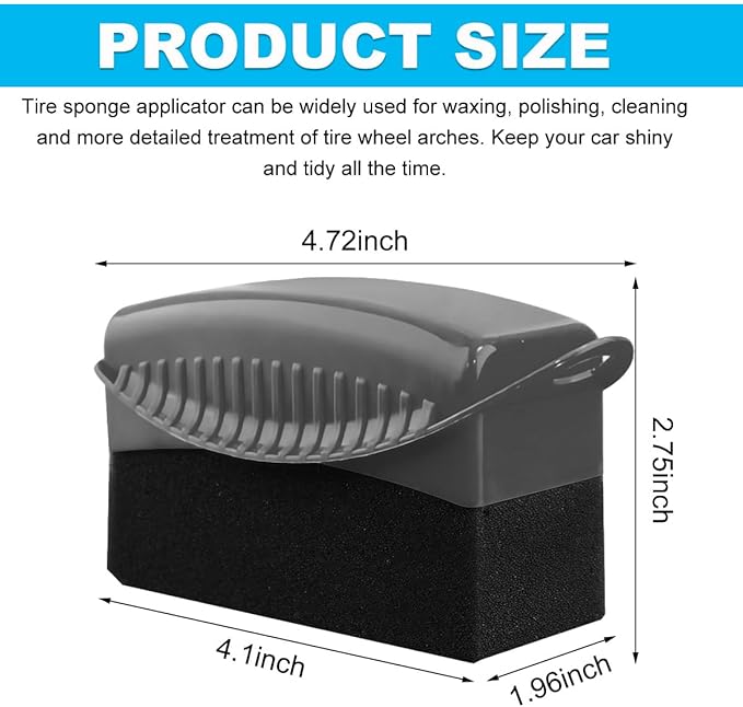 2 PCS Tire Shine Applicator, Flat Dressing Waxing Sponge Pads With Lid Cover, Reusable Polishing Cleaning Foam Applicators With Rectangular Box, Car Accessories (Gray)