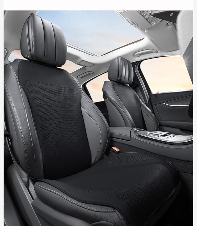 ontto 1 PC Car Seat Back Cushion Pad Mat fits Most Vehicles,Ventilated PU Leather Auto Seat Lumbar Protector with Buckle Fixing,Auto Interior Decoration for Truck Sedan SUV