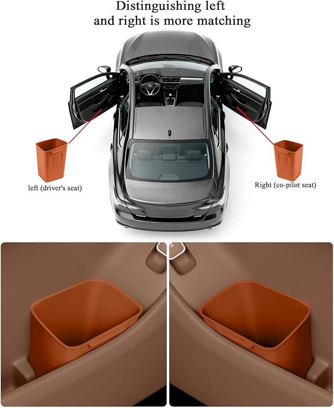 XmuxHai Car Interior Storage Box, Black Silicone Door Side Organizer with Umbrella Holder and Trash Can, Vehicle Accessory (Orange)