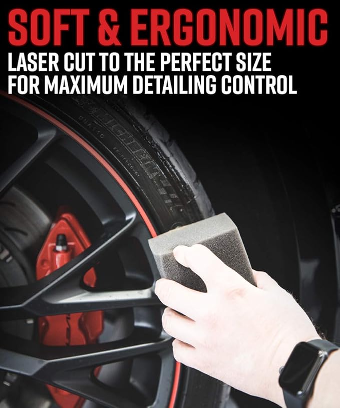 Adam's Tire & Trim Block Applicator - Trim Dressing & Tire Shine Applicator Foam Block for Car Detailing, Reusable & Customizable Durafoam Material