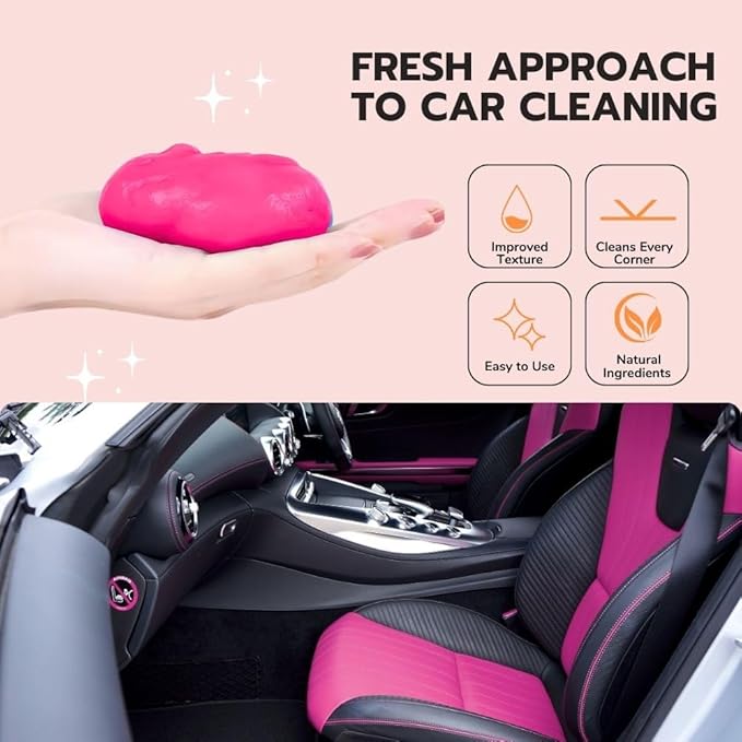 Ultimate Pink Car Cleaning Gel: Automotive Detailing Putty for Interior Care, Vent Cleaning, and Dust Removal Reusable Cleaning Slime for Car, Keyboard, and Camera, Car Travel Essentials