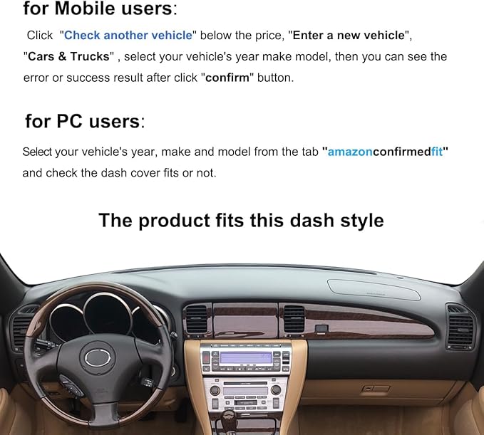 Dash Cover Mat Custom Fit for Lexus SC430 Dashboard Cover Pad Carpet Protector F281 (Black)