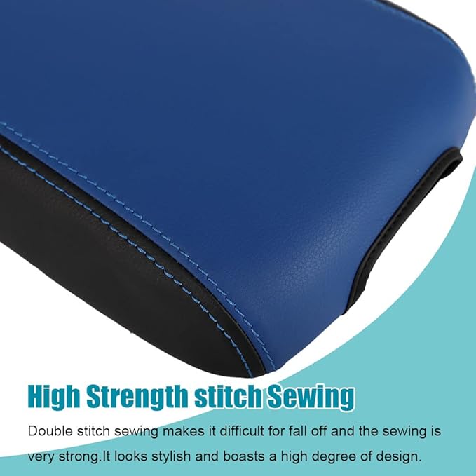 LEXLEY Center Console Pad Armrest Box Cover Waterproof Anti-Scratch Leather Protector Covers For Kia 2016-2020 Sorento-Blue+Black