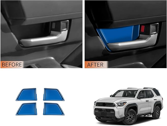 HAISASLLAY Car Inner Door Handle Bowl Cover Trim Compatible with Toyota New 4Runner 6th Gen. 2025 2026+, ABS Scratch Protector, Interior Accessories 4PCS, Blue