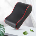 O SHI CAR Genuine Leather Car Armrest Cushion, Memory Foam Car Arm Rest Console,Cowhide Car Center Console Armrest Pillow (Black and Red)