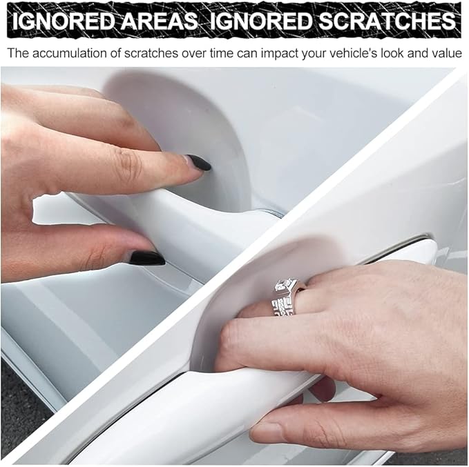 JDMON Car Door Handle Cup Scratch Protector, 4Pcs TPU Carbon Fiber Texture Door Bowl 3D Sticker Universal Fit Door Handle Paint Cover Guard (L)