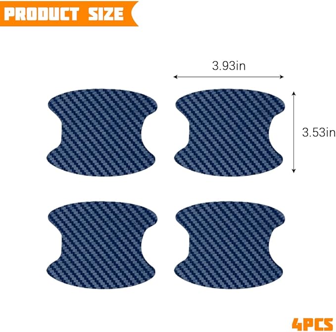 Car Door Handle Cup Protector, 4PCS Carbon Fiber Anti-Scratch Vehicle Door Handle Bowl Sticker, Self-Adhesive Automotive Paint Protective Film, Universal for SUV RV Truck (Blue)