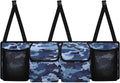 Camo Car Trunk Organizer, Super Capacity Backseat Trunk Organizer with 4 Pockets, Backseat Hanging Car Storage Organizer Foldable Cargo Storage with Adjustable Straps for SUV, Truck, MPV
