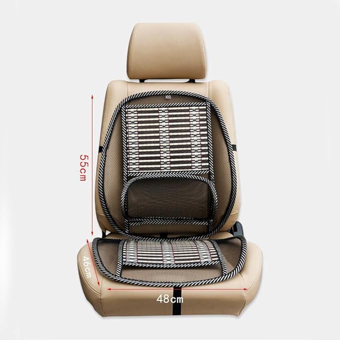 Car Seat Office Chair Bamboo Chip Cover Cushion with Wire Mesh Lumbar Back Support,Breathable Cool Black Mesh with Strap Comfortable Ventilate Support Cushion Pad for All Types Car Seats