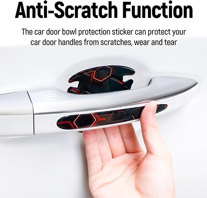 JRSMBCG 8PCS Car Door Handle Scratch Protectors,3D Patterned-Marking，Anti Scratch, Automotive Door Handle Paint Protective Film Cover Accessories, Universal for Most Cars (Colorful)