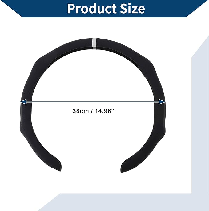 PU Artificial Leather Steering Wheel Cover ABS Car Steering Wheel Protector 14.96" Black White 1Pc