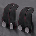 FEELIORX 2PCS Car hooks for headrests, Multifunctional luxury leather and magnesium alloy car seat backrests hooks and storage functions, (BLACK)