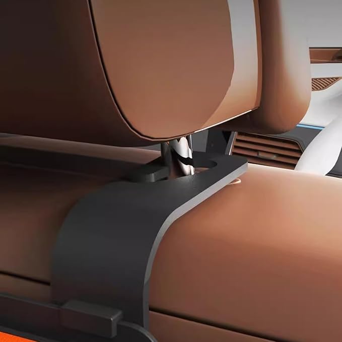 Car Back Seat Organizer with Hooks & Tissue Dispenser – Faux Leather Storage Box with Cup Holders, Multi-Compartment for Sunglasses & Chargers, Compatible with Most Seat Orange 2pcs