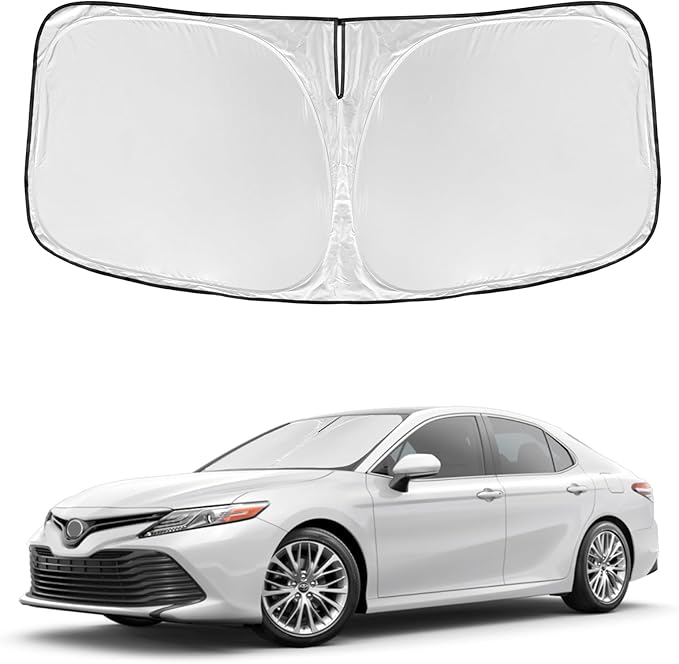 for Toyota Camry 2007-2011 Windshield Sun Shade - 4 Layers Car Sunshades for Front Windows Shade Cover Custom Fit Camry Sun Visor 240T Retractable Shade Blocks UV Rays Car Accessories
