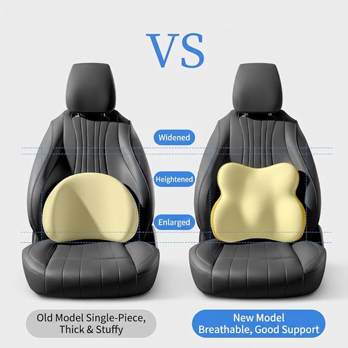 Car Headrest Pillow & Lumbar for Audi A3 2002-2020, Car Seat Neck Pillow Back Support, Breathable All-Season Automotive Seat Cushions, 2PCS,D Dual Yellow