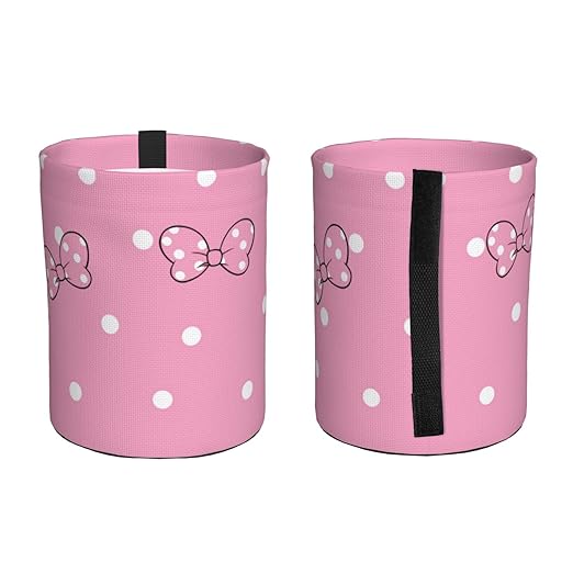 Cute Pink White Polka Dots Car Trash Can Garbage Cans Foldable,Small Hanging Car Organizer Storage Bag Leak Proof, Auto Back Seat Trash Bin Universal for Truck, SUV, Outdoor Travel