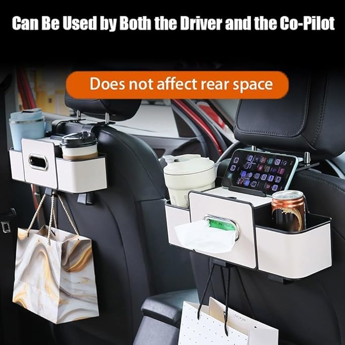 Car Organizers and Storage Box, Multifunctional Car Seat Back, Backseat Organizer, For Hold Phones, Snacks, Drinks, And Handbags (Black)