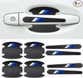 8PCS Stylish Door Handle Scratch Protectors - Tri-Color Carbon Fiber Bowl Sticker, Universal Paint Guard Cover, Personalized Cup Protector for Cars