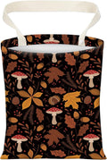 AXZOPDE Cute Car Trash Can, Hanging Canvas Car Back Seat Organizer and Storage Bag, Funny Car Trash Bag for Travelling, Outdoor Cute Boho Mushroom Leaf