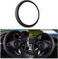 Leather Car Steering Wheel Cover, Elastic, Breathable Anti-Slip, Universal 15 inch, Steering Wheel Cover for Men Women (Black/Red)
