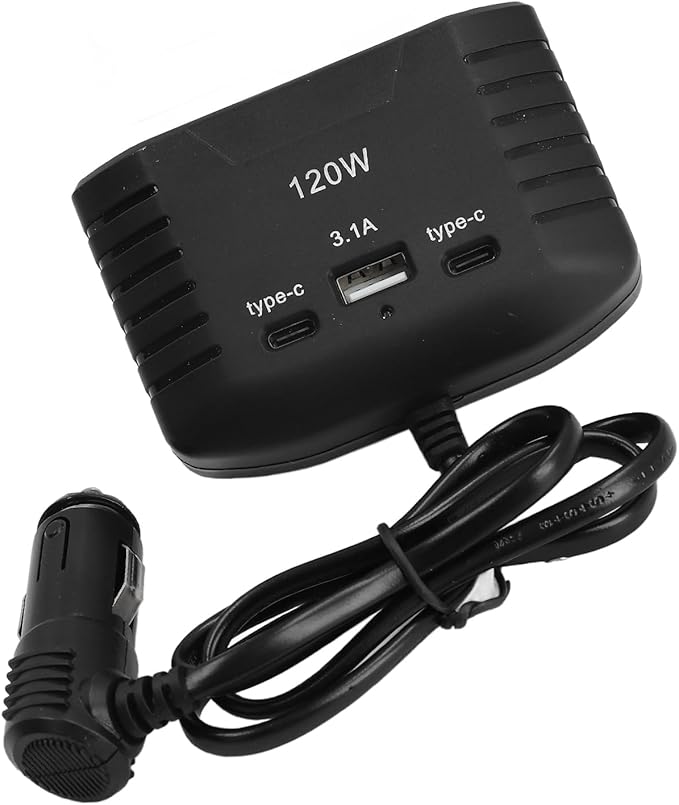 SUNGOOYUE 120W MultiPort Car Charger, DualPort USB TypeC Power Adapter for Efficient Charging, Daily Life and Travel, ABS Material