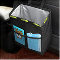Car Trash Bag, Leak-Proof Large Capacity 3.4 Gallons Hanging Vehicle Trash Bin with Storage Pocket, Multipurpose Portable Auto Garbage Bag for Travel, UniversalFit (Black/Green)