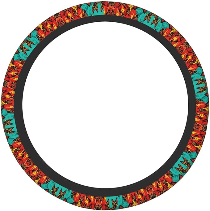 Multi-Color German Shepherd Dog Neoprene Steering Wheel Covers Women Men Car Accessories, Universal 15 Inch Fit Auto, Suvs, Truck