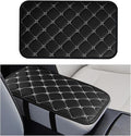 Car Center Console Cushion Pad, Comfortable PU Leather Vehicle Armrest Seat Box Cover, Waterproof Automotive Interior Arm Rest Protector Accessories, Universal Fit (Black/Gray)