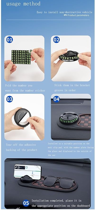 TATREBCRE Multifunctional Car Anti-Slip Mat Mobile Phone Holder for Dashboard - Non-Slip Sticky Mount Stand for Car, Adjustable and Secure Grip for Phones, GPS, and Accessories (Silvery)
