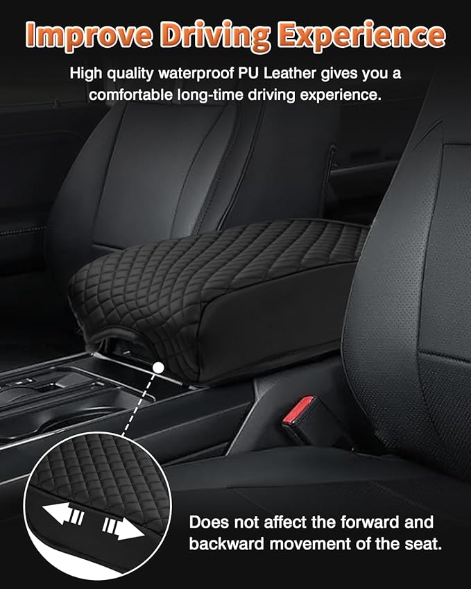Shademax Center Console Cover for Ford F150 2021-2025 2026 Accessories, F150 Armrest Cover Bucket Seat Console Arm Rest Cushion Pad Leather Middle Console Armrest Lids Protector (Bucket Seat Only)