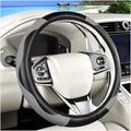 Carbon Fiber Car Steering Wheel Cover, 14.5-15 Inch Elastic Stretch Steering Wheel Guard, Sports Style Non-Slip Automotive Interior Accessories, Universal for Vehicles (Black/Gray)