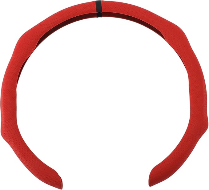 PU Artificial Leather Steering Wheel Cover ABS Car Steering Wheel Protector 14.96" Red Black 1Pc