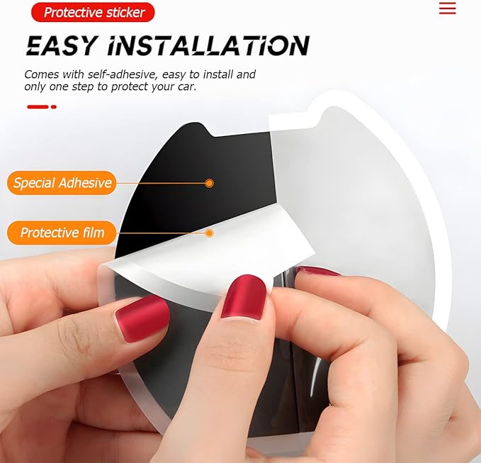 4Pcs Car Door Handle Stickers, 3D Carbon Fiber Texture Auto Door Cup Protective Film, TPU Scratch Protector Cover Guard Pad, Universal for Most Models (3.89''3.93'')
