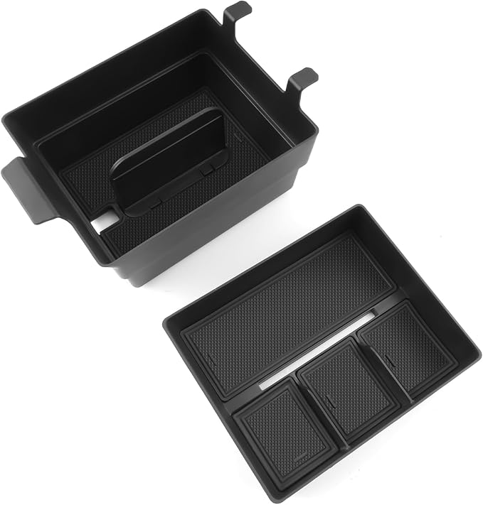 SKTU 2-Pack for 2022-2024 Rivian R1T/ R1S Center Console Organizer for 2022-2024 Rivian R1T/ R1S Console Tray 2024 R1S Armrest Tray 2023 2024 R1T R1S Accessories with Sunglasses Holder Double Layers