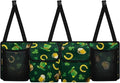 St. Patrick Day Theme Hanging Car Trunk Organizer with Lid Suv Seat Back Storage Bag with Green Hat/Leaves/Beer/Horseshoe Pattern