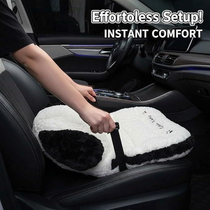 Plush Dog Car Seat Cushion Set with Lumbar Support & Headrest Pillow – Soft Universal Vehicle Interior Comfort Accessory (White)