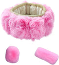 Fluffy Steering Wheel Cover, Winter Warm, Suitable for Most Car Steering Wheels in The 14-15 Inch Range (Pink, 3PCS)