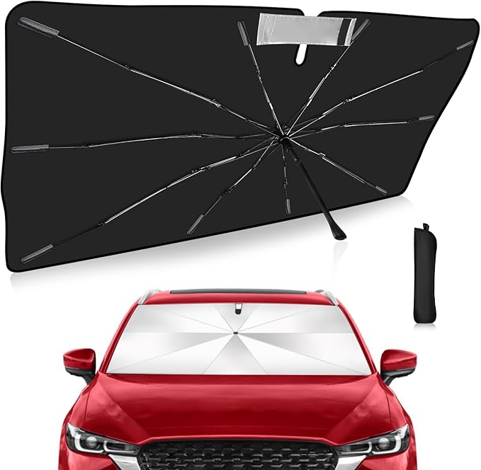 2025 Upgrade Windshield Sun Shade Umbrella Custom Fit CX5 CX-5 2017-2024 2025 Foldable UV Protection Car Cover, Emergency Rain Shield & Dashboard Protector - Durable Auto Accessory