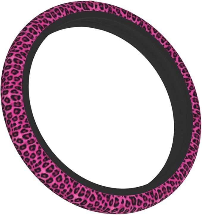 Pink Leopard Steering Wheel Cover for Women Men Girls Car Accessories Decor Anti-Slip Neoprene Auto Steering Wheel Covers Protector Universal 15 Inch