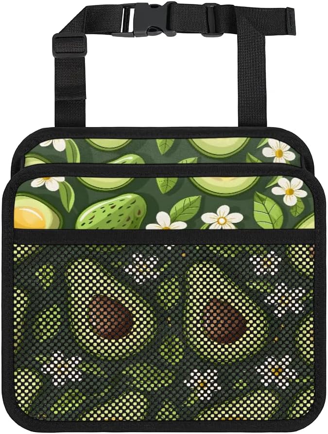 Green Avocado Flower Car Backseat Organizer PU Leather Automotive Back Seat Storage Bag Universal Hanging Garbage Box Travel Accessories Foldable