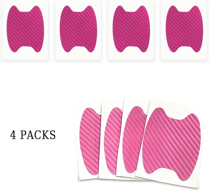 XINLIYA 4PCS Door Handle Protector Sticker, Universal Carbon Fiber Anti-Scratches Auto Door Handle Protective Film, Side Paint Cover Guard Stickers Fit for Most Handles (Pink)