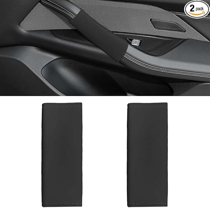2PCS Car Grab Handle Cover, Anti-Scratch Auto Inner Front Rear Door Pull Handle Cover, PU Leather Door Grip Gloves Protector Auto Interior Decoration Accessories for Car, Truck, SUV (Black)