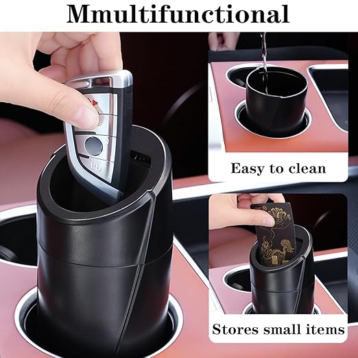 SGLRT Car Trash Can Bin with Lid - Car Garbage Can Cup Holder - Black Mini Leakproof Vehicle Trash Garbage Can Bin with 20pcs Trash Bags-Car Organizers and Storage for Front Back Seat Accessories