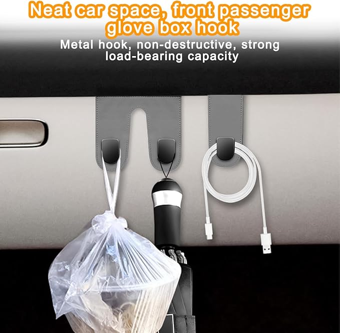 Mandark Car Co-Pilot Glovebox Hooks, Anti-Scratch Auto Co-Pilot Glove Box Hanger, Vehicle Interior Storage Organizer Accessories for Handbags Purses Coats, Universal for RV, SUV, Truck (Gray-1)