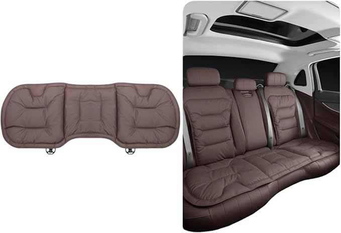 Bzxpk Skin-Friendly & Dirt-Repellent Leather Car Seat Cushion, Non-Slip PU Leather Seat Cover for Car, Office Chair & Travel, Breathable Comfort Cushion (Brown, Rear Row)