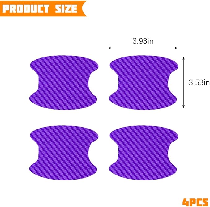 Car Door Handle Cup Protector, 4PCS Carbon Fiber Anti-Scratch Vehicle Door Handle Bowl Sticker, Self-Adhesive Automotive Paint Protective Film, Universal for SUV RV Truck (Purple)