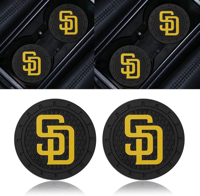 Silicone Padres Car Cup Holder Coasters,Baseball Fans Car Coasters for San Diego Padres Fans, Non-Slip Universal Fit Cup Holder Insert