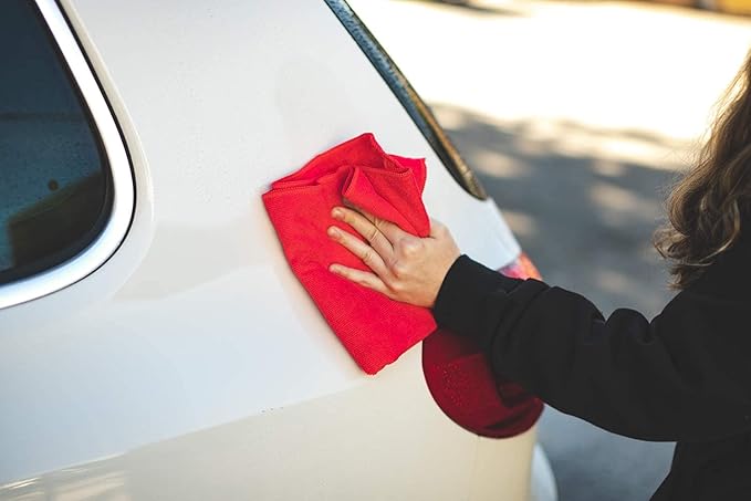 The Rag Company - Car Wash Towel - Professional Microfiber Auto Detailing and Drying Towels, Lint-Free, Streak-Free, Great for General Cleaning, 320gsm, 16in x 27in, Red (Wholesale Case of 125)