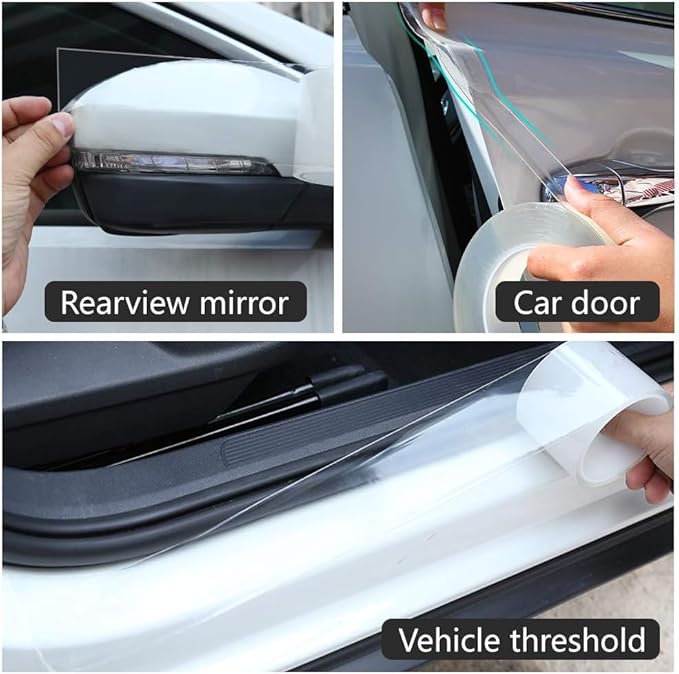 MYFAMIREA Anti-Scratch Anti-Collision Adhesive Strip Car Door Edge Guard Protector Strip Car Door Scuff Plate Protectors Transparent Invisible Tape for Rear Bumper/Door(66Ft x 4In)