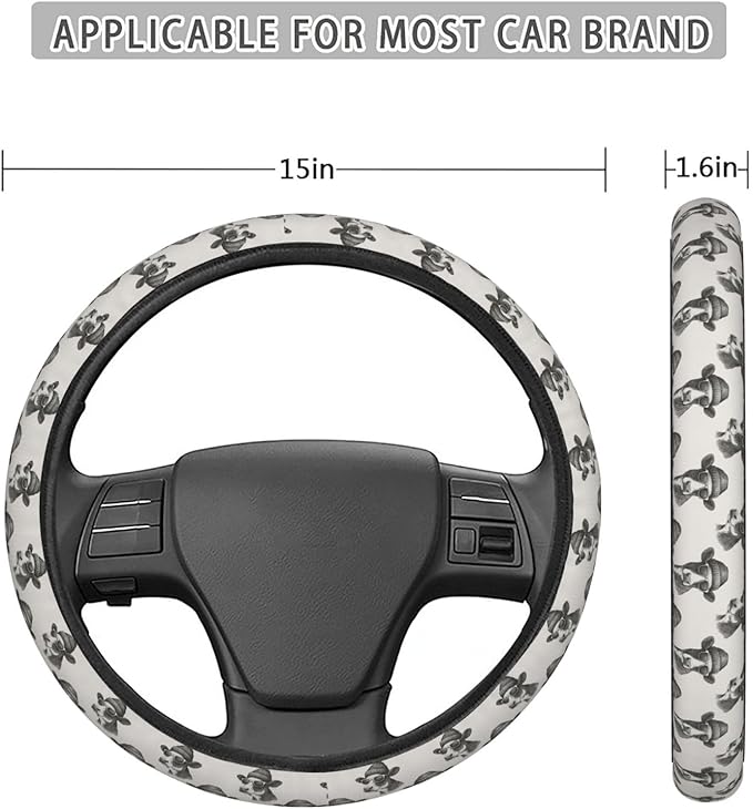 FeHuew Vintage Cow with Knit Hat Steering Wheel Cover for Women, Girls 15 inch Universal Auto Car Anti Slip Wrap Steering Wheel Covers Fit for Vehicles, Truck, SUV